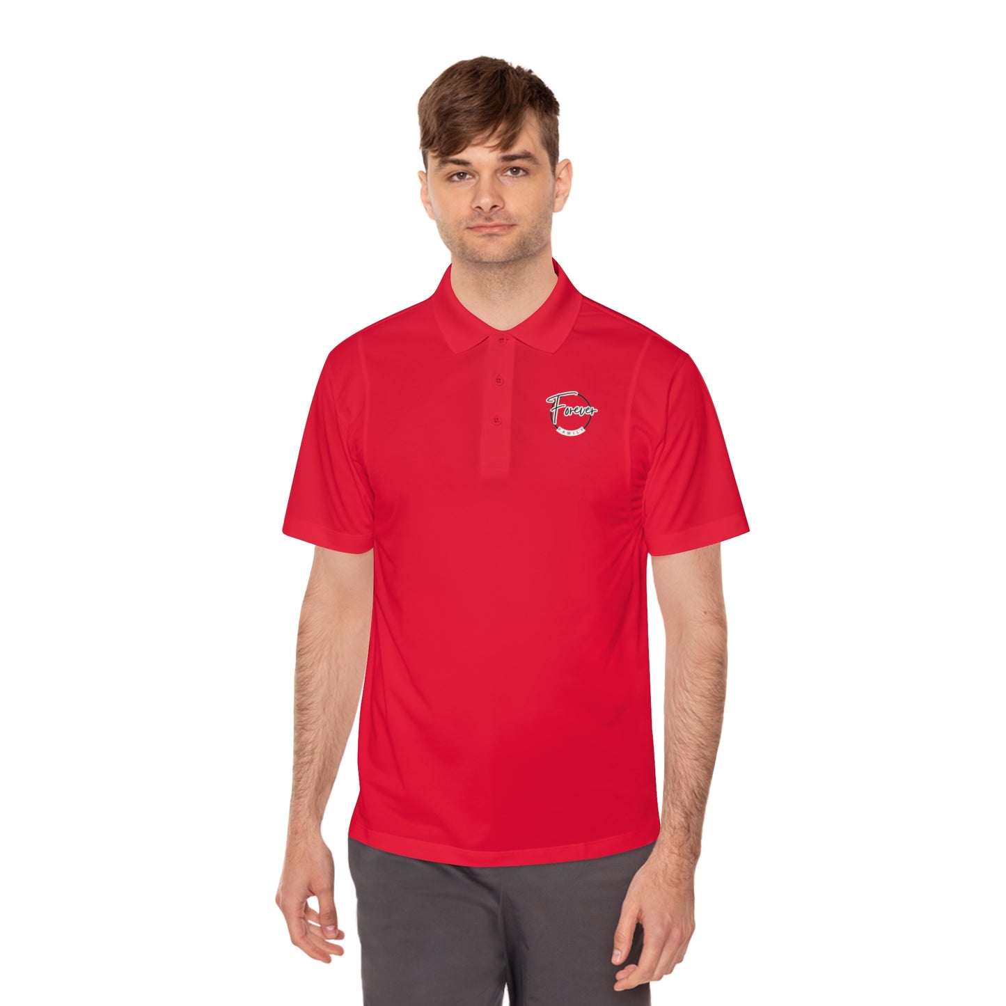 Men's White Sport Polo Shirt — Minimal 'Force' Logo Athletic Golf Polo