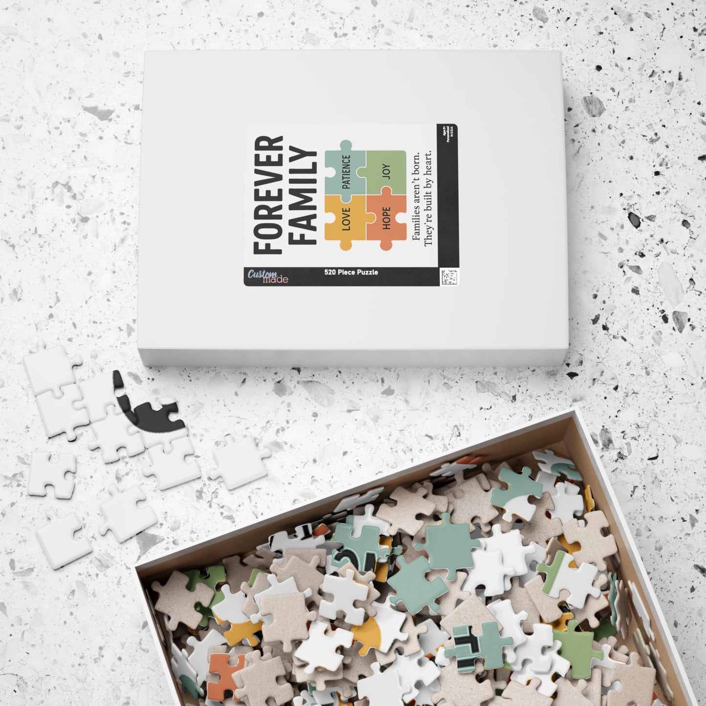 Forever Family Puzzle — 110 or 520-Piece Inspirational Jigsaw with "Love, Patience, Joy, Hope" Design