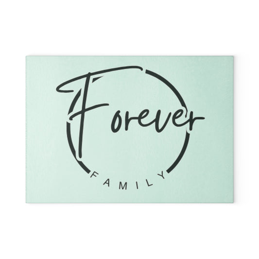 Glass Cutting Board – "Forever Family" Etched Glass Cutting Board, Pastel Kitchen Decor Gift