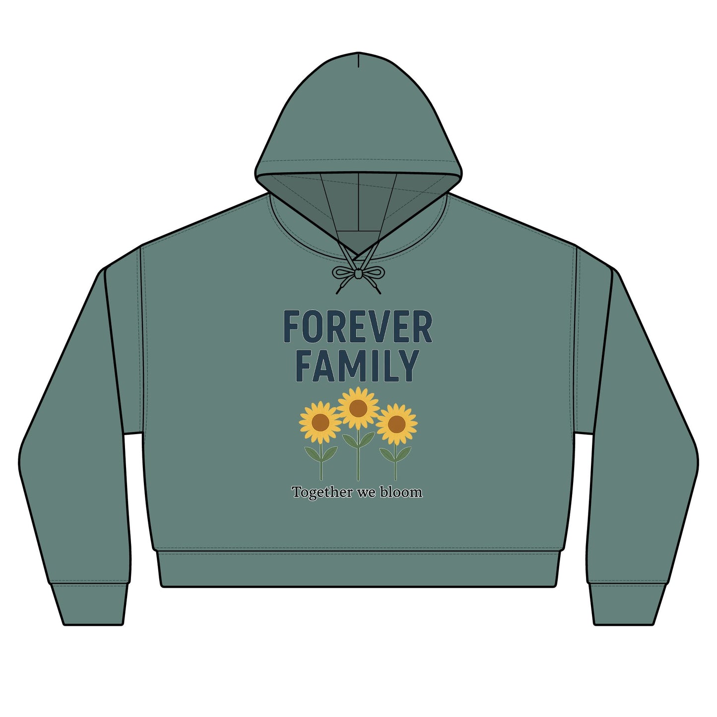 Forever Family Hoodie — Sunflower “Together We Bloom” Women’s Organic Pullover Crop