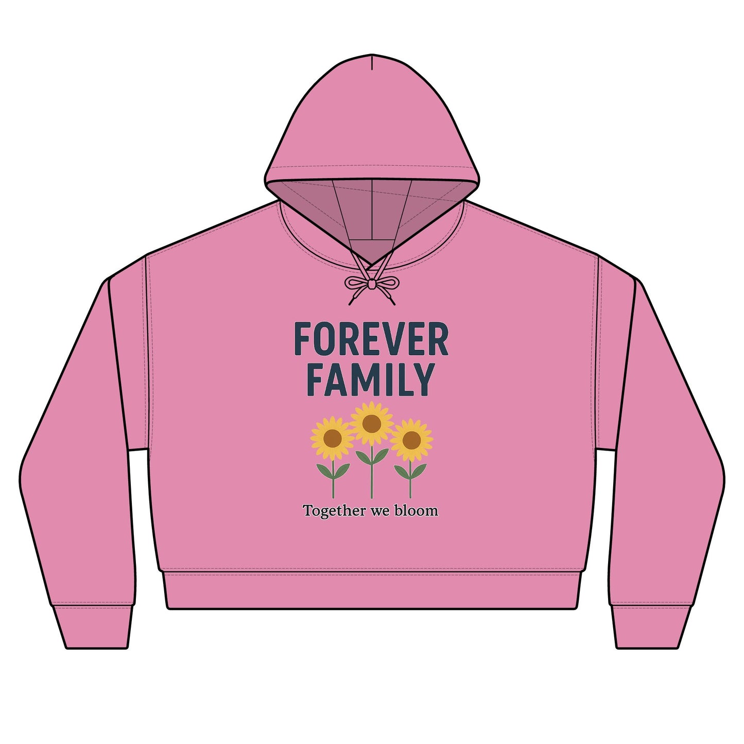 Forever Family Hoodie — Sunflower “Together We Bloom” Women’s Organic Pullover Crop