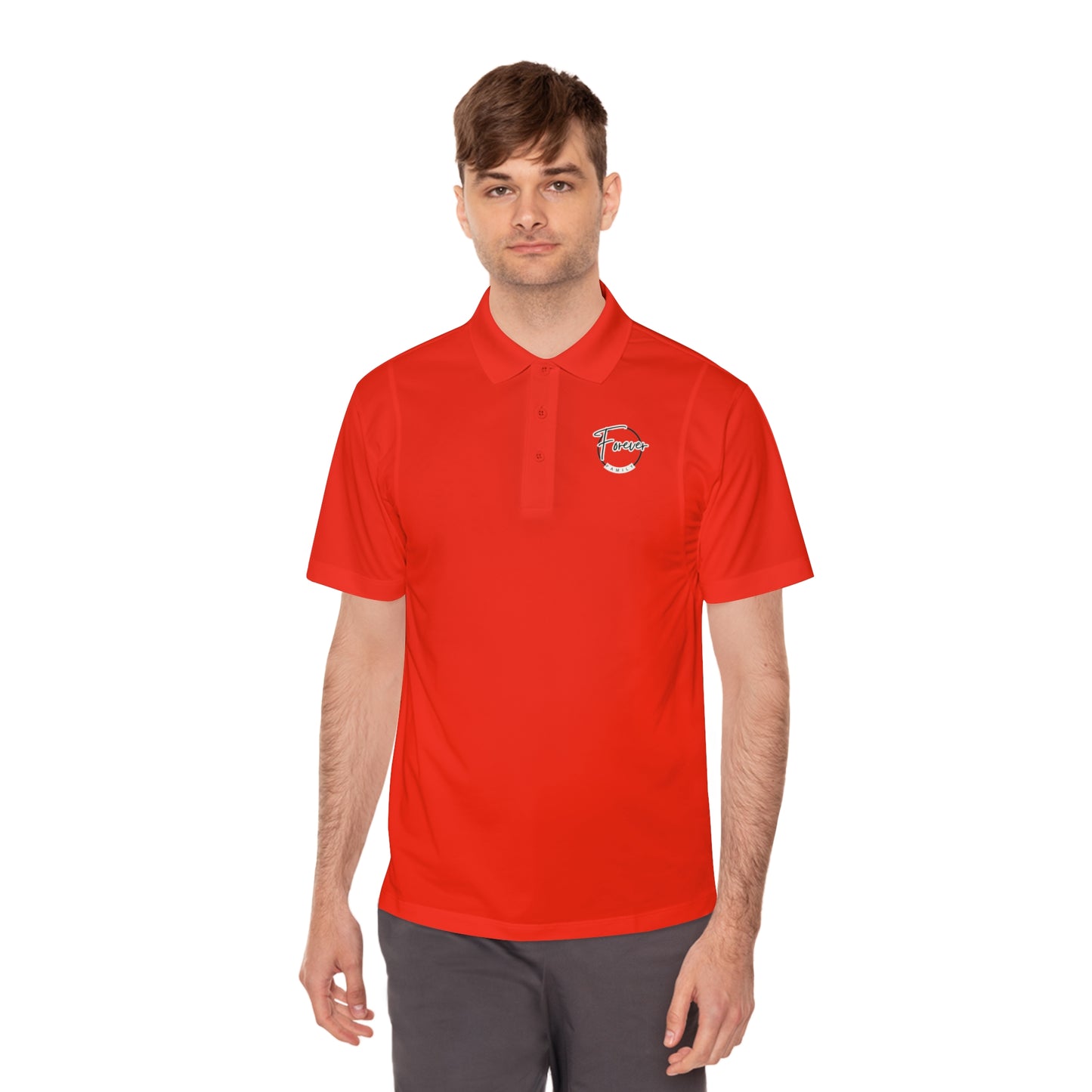 Men's White Sport Polo Shirt — Minimal 'Force' Logo Athletic Golf Polo