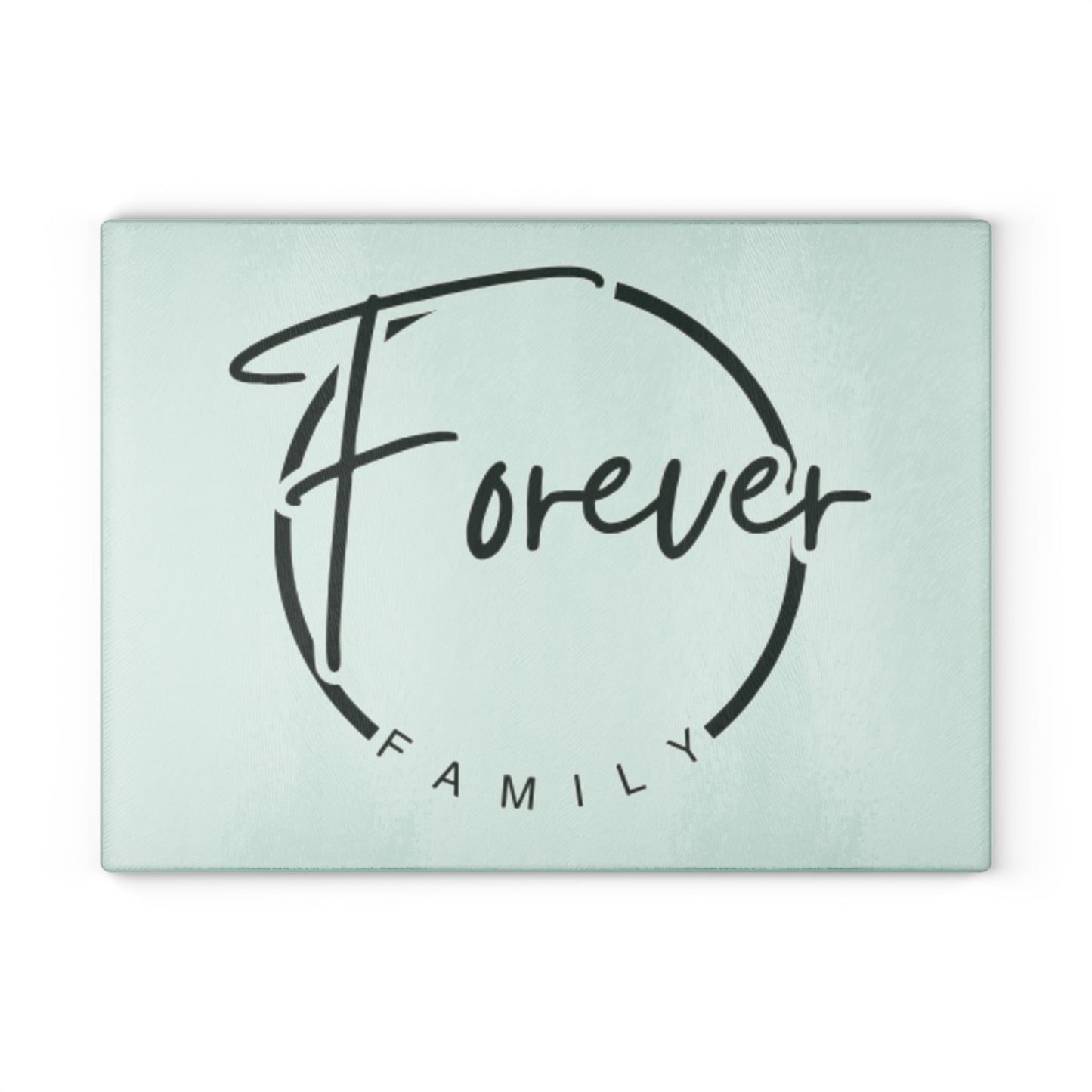 Glass Cutting Board – "Forever Family" Etched Glass Cutting Board, Pastel Kitchen Decor Gift