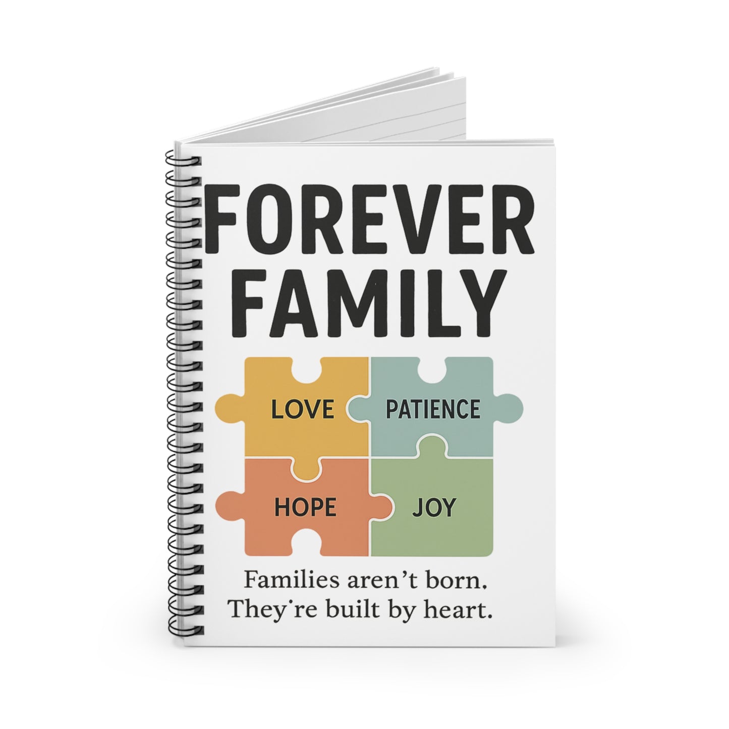 Forever Family Spiral Notebook — 'Love, Patience, Hope, Joy' Inspirational Ruled Journal