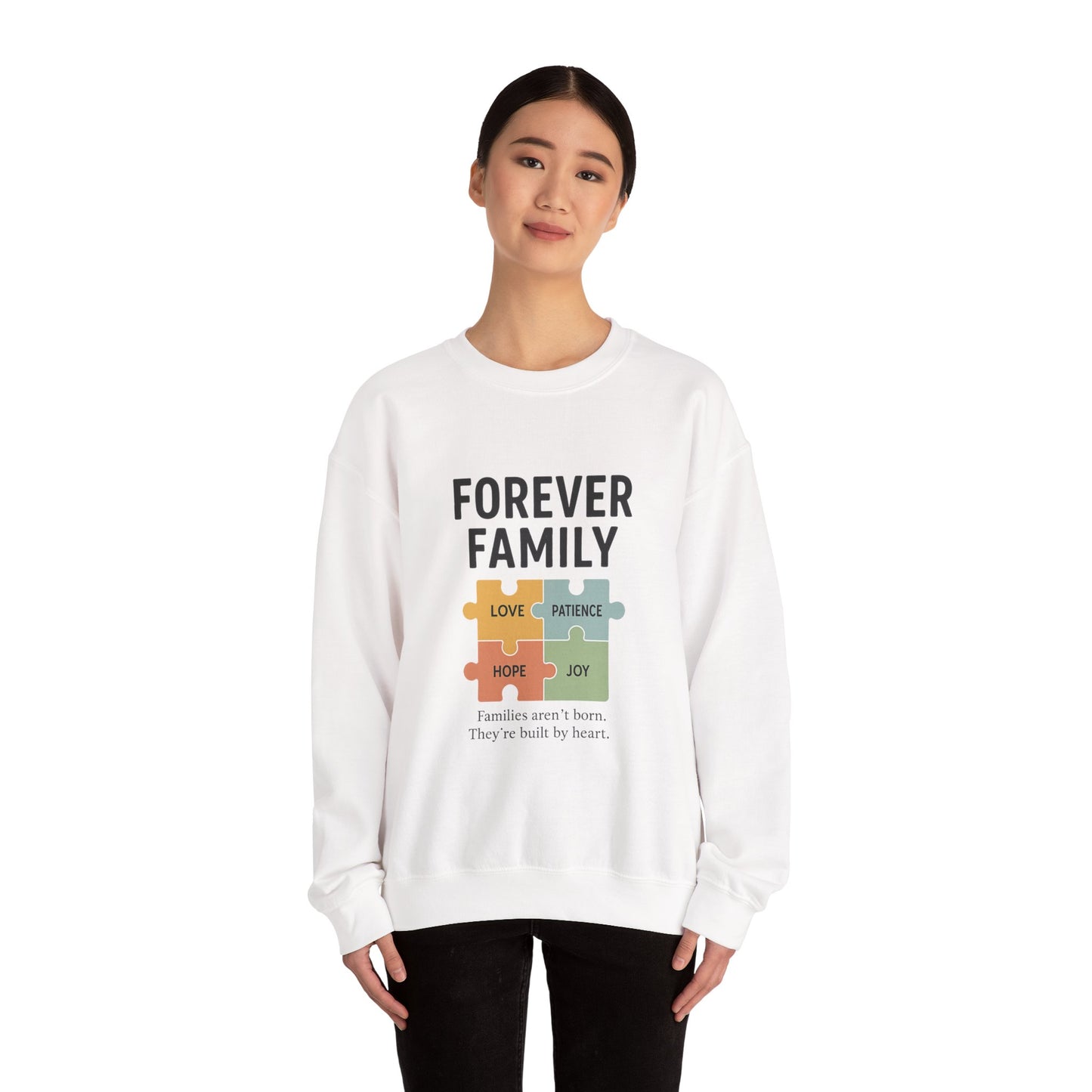 Family Love Crewneck Sweatshirt | Forever Family Puzzle Design
