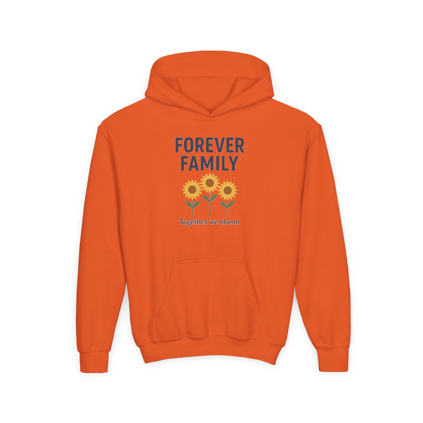 Forever Family Youth Hoodie — 'Forever Family' Sunflower Kids Sweatshirt (Together We Bloom)