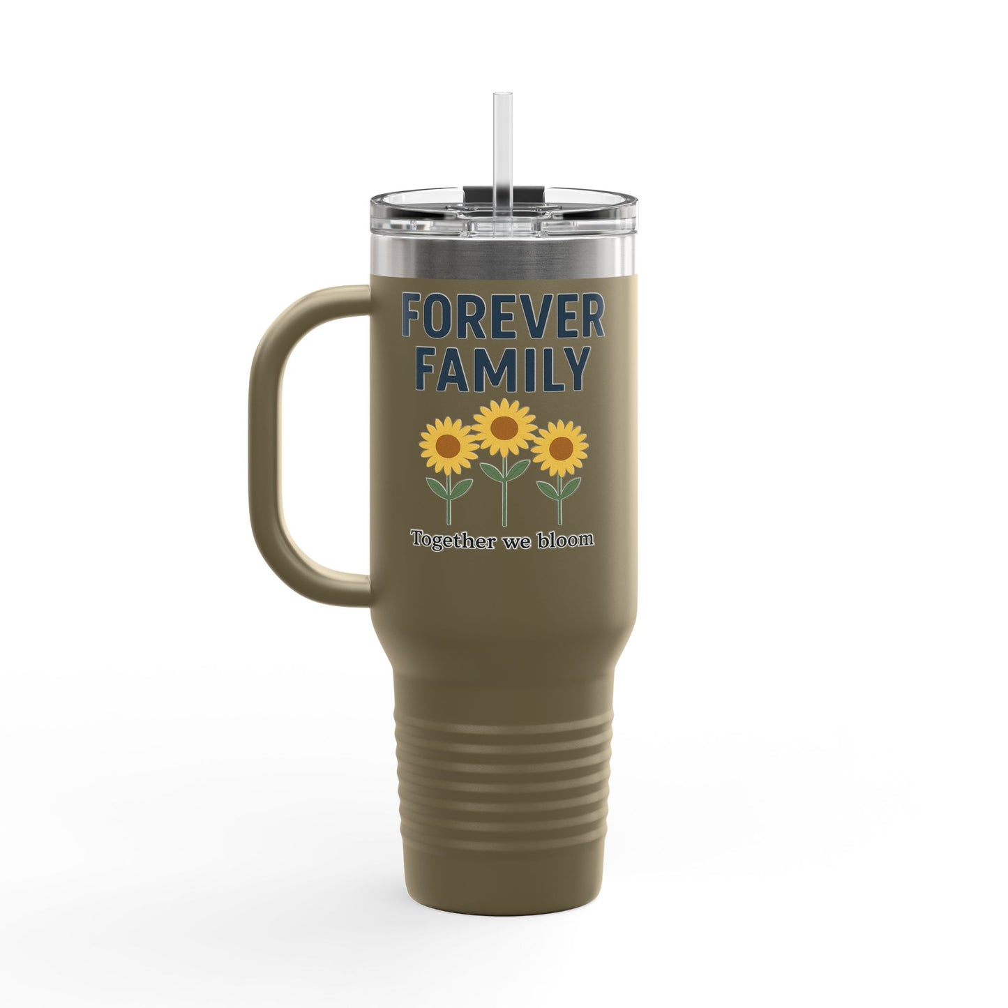 Forever Family 40oz Insulated Travel Mug — 'Together We Bloom' Sunflower Tumbler