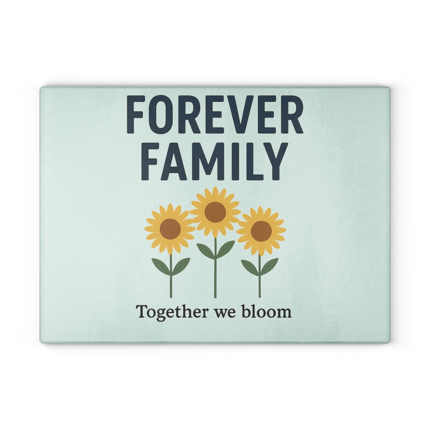 Personalized Forever Family Glass Cutting Board with Floral Design