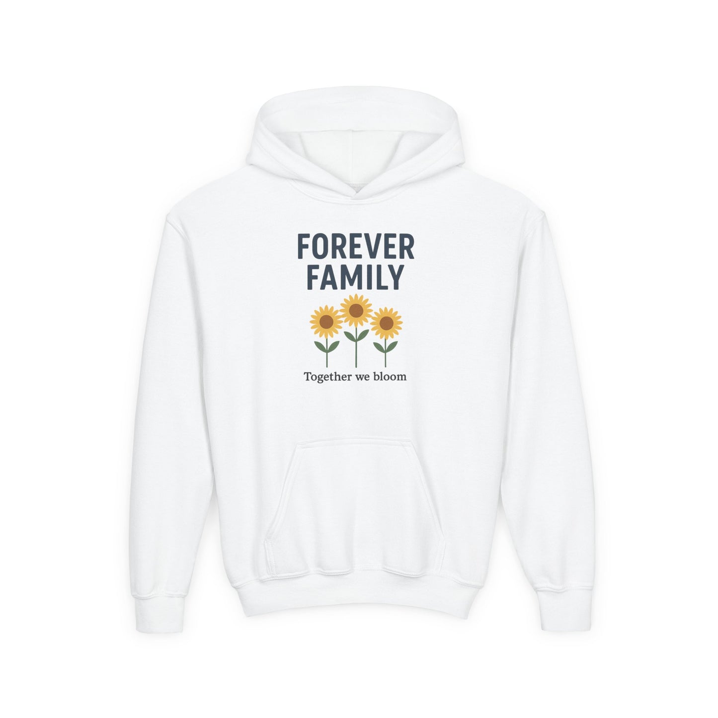 Forever Family Youth Hoodie — 'Forever Family' Sunflower Kids Sweatshirt (Together We Bloom)