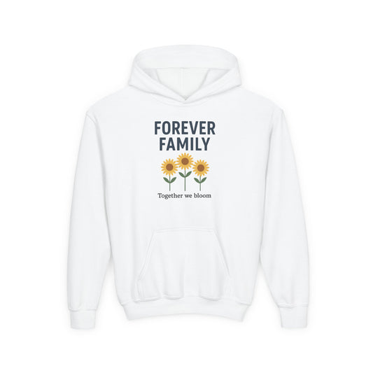 Forever Family Youth Hoodie — 'Forever Family' Sunflower Kids Sweatshirt (Together We Bloom)