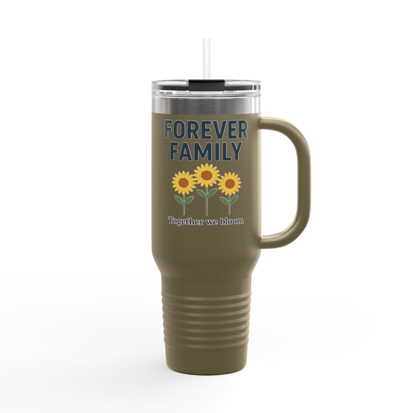 Forever Family 40oz Insulated Travel Mug — 'Together We Bloom' Sunflower Tumbler