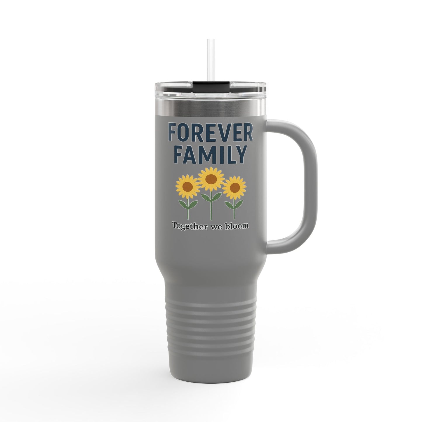 Forever Family 40oz Insulated Travel Mug — 'Together We Bloom' Sunflower Tumbler