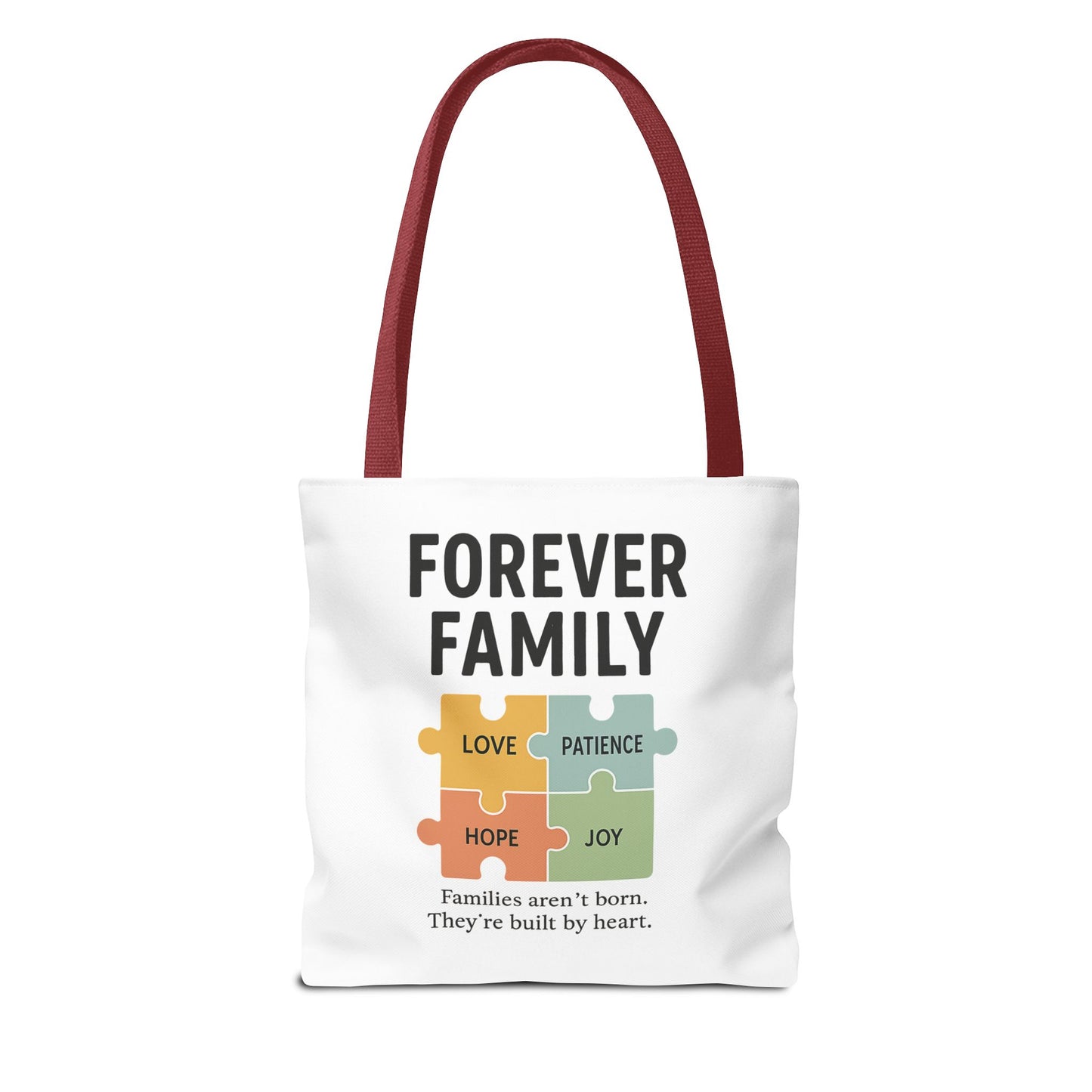 Forever Family Puzzle Piece Tote Bag - Love, Hope, Joy Design