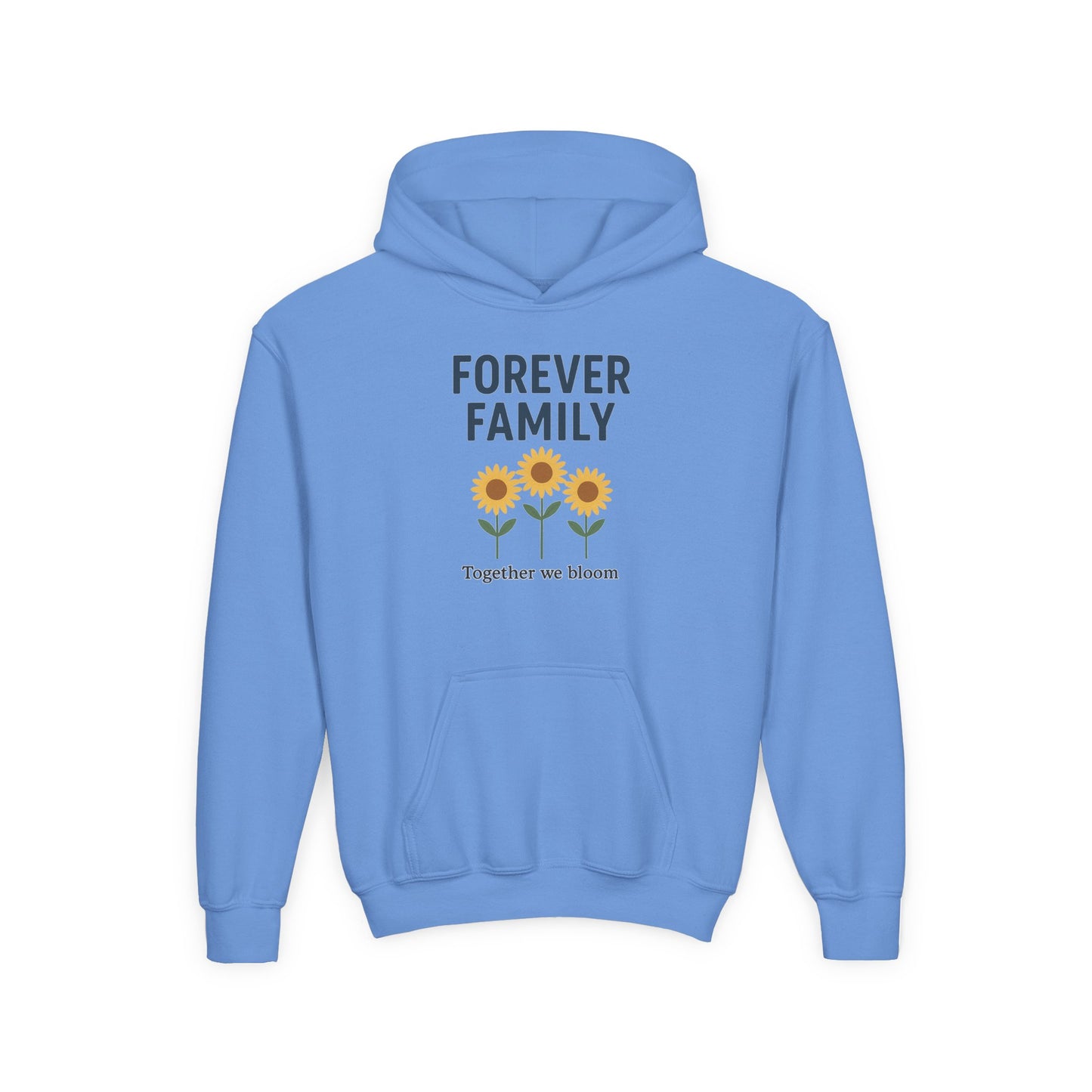Forever Family Youth Hoodie — 'Forever Family' Sunflower Kids Sweatshirt (Together We Bloom)