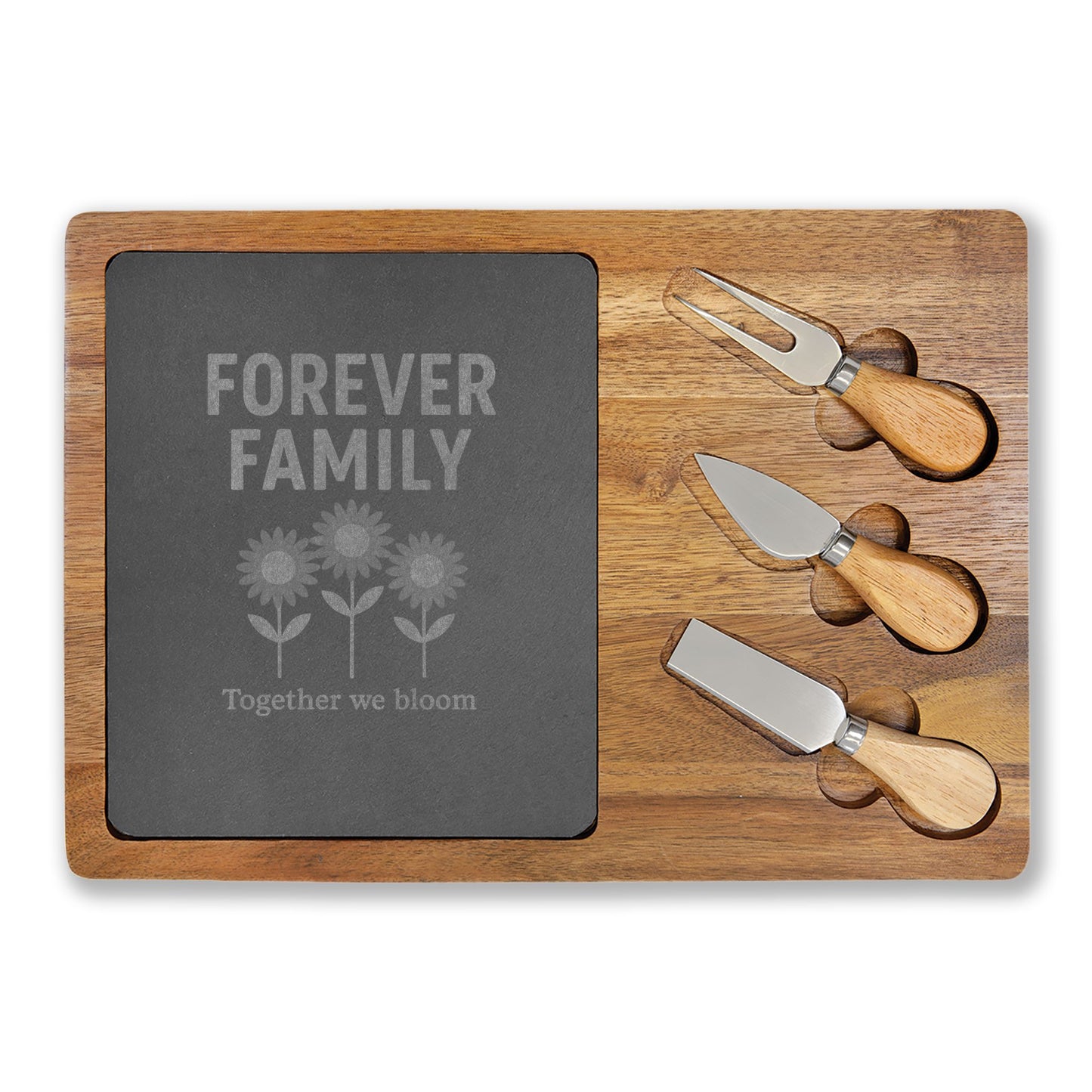 Engraved Charcuterie Board with Family Quote