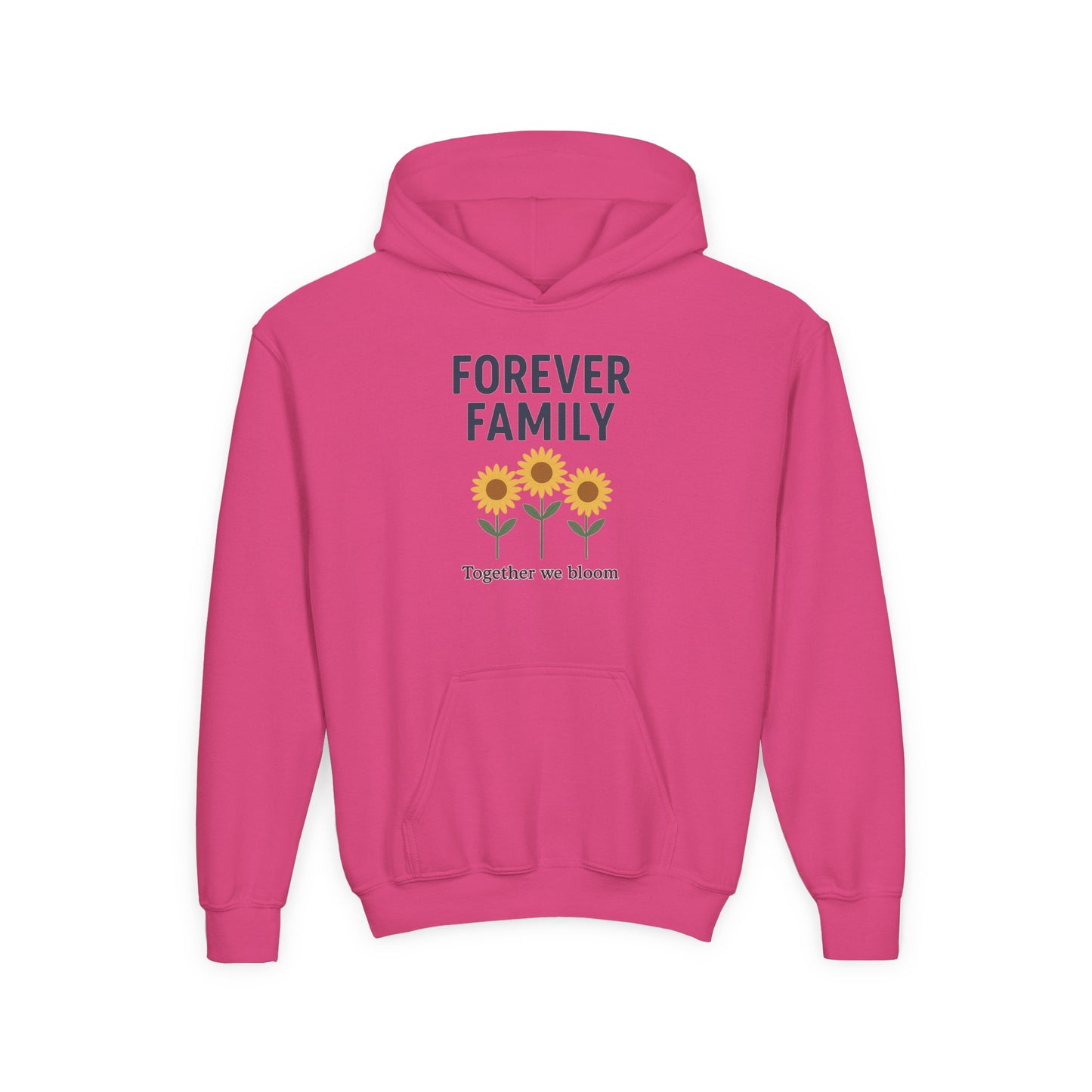 Forever Family Youth Hoodie — 'Forever Family' Sunflower Kids Sweatshirt (Together We Bloom)