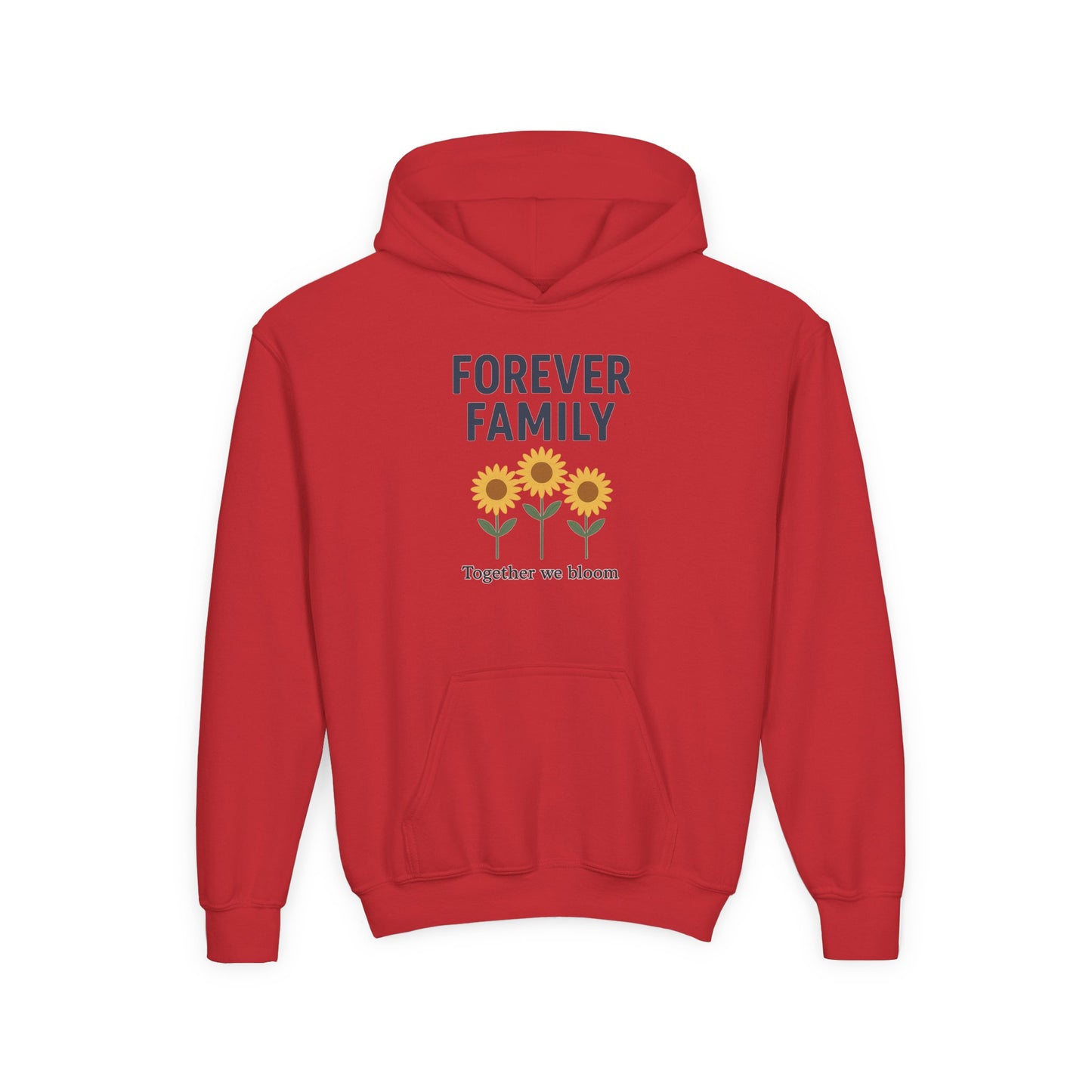 Forever Family Youth Hoodie — 'Forever Family' Sunflower Kids Sweatshirt (Together We Bloom)
