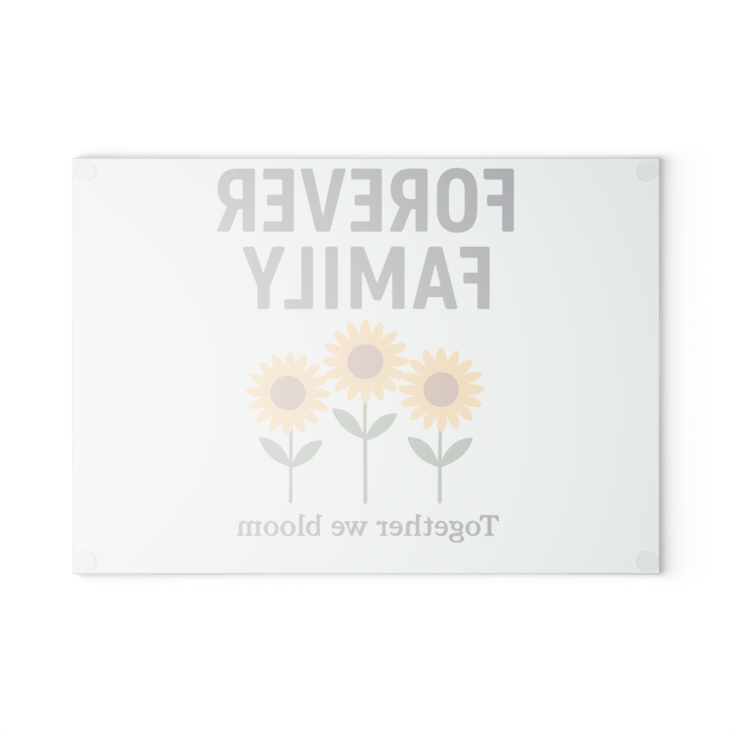 Personalized Forever Family Glass Cutting Board with Floral Design