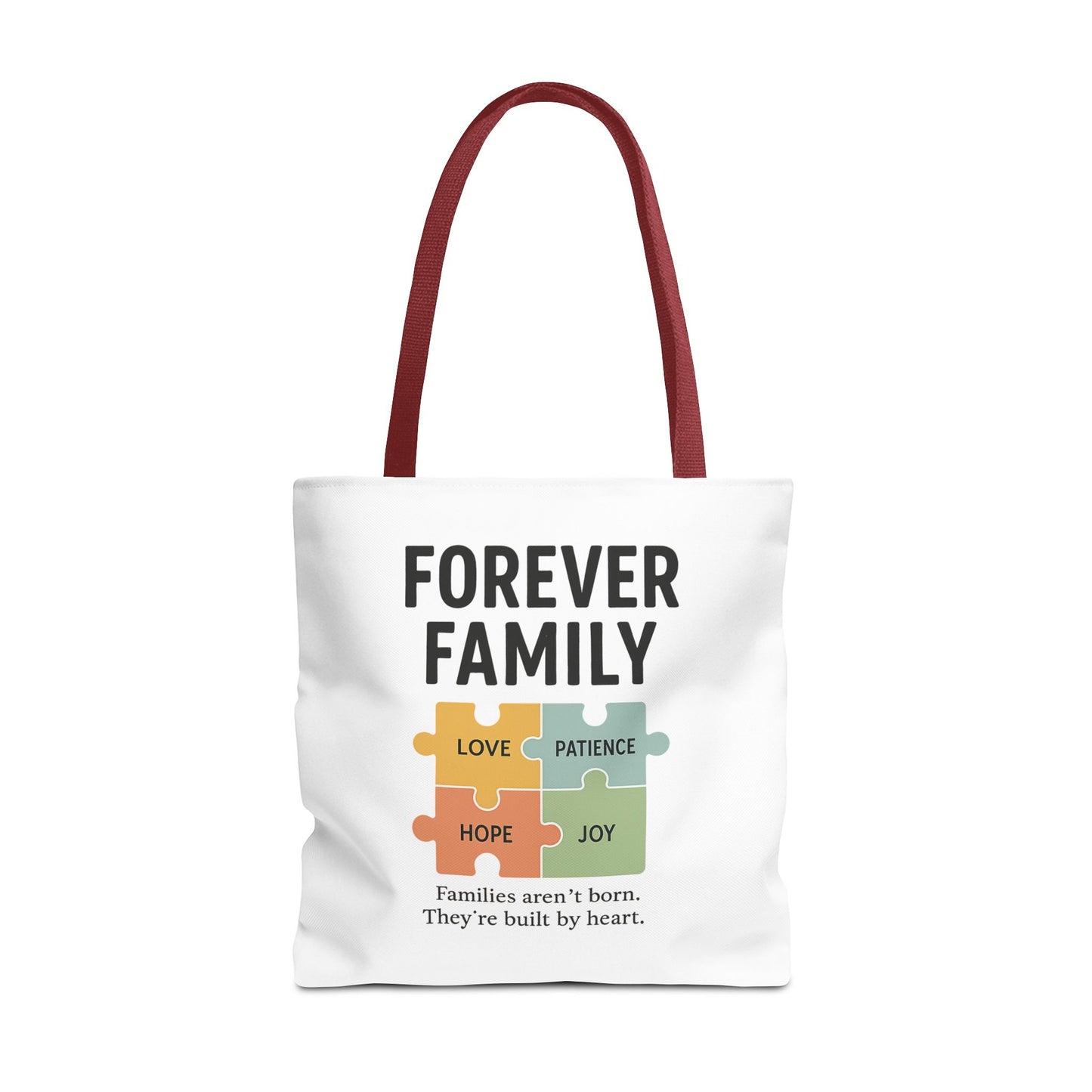 Forever Family Puzzle Piece Tote Bag - Love, Hope, Joy Design