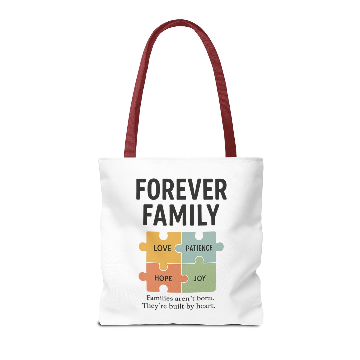 Forever Family Puzzle Piece Tote Bag - Love, Hope, Joy Design