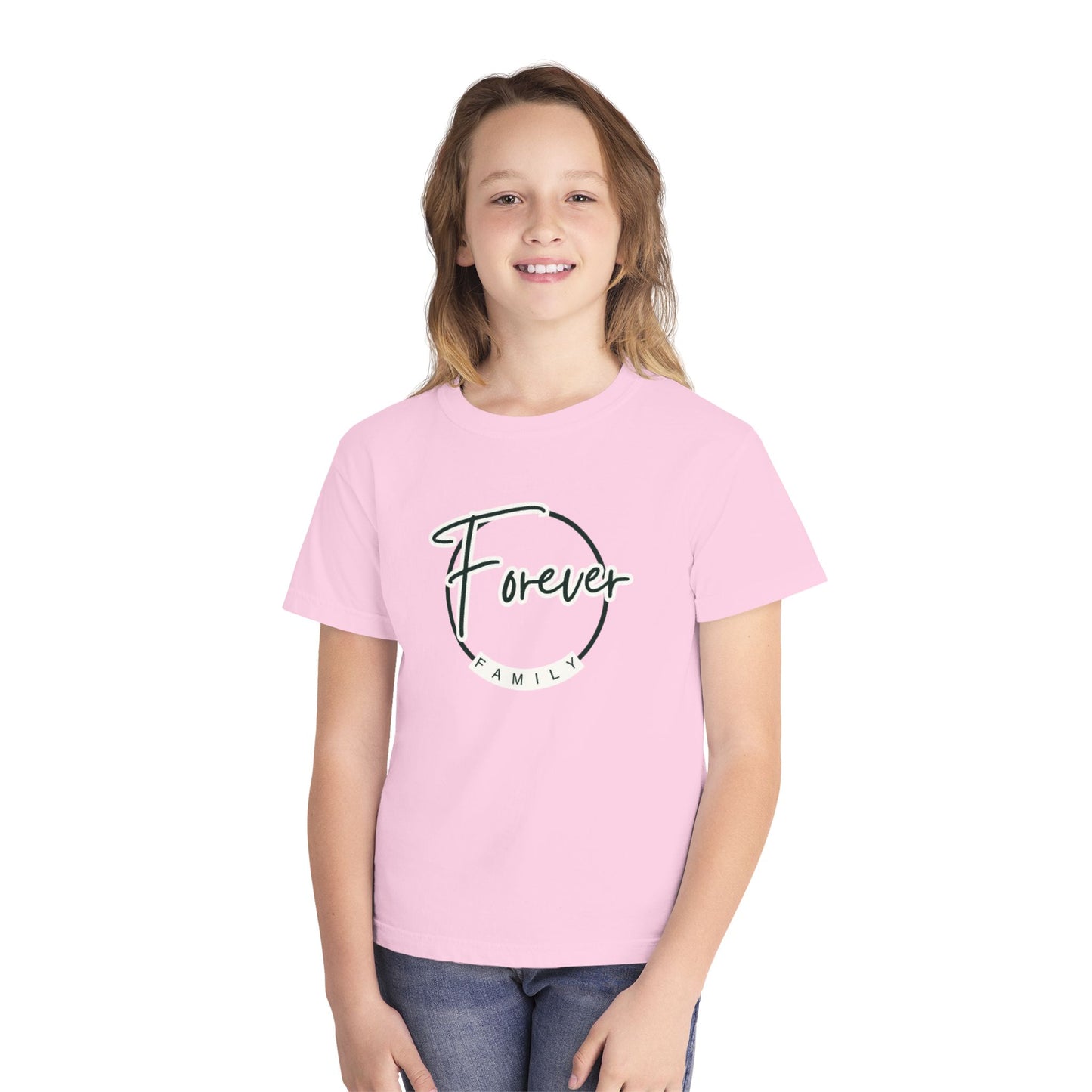 Forever Family Youth Tee — "Forever" Circle Graphic Kids T-Shirt