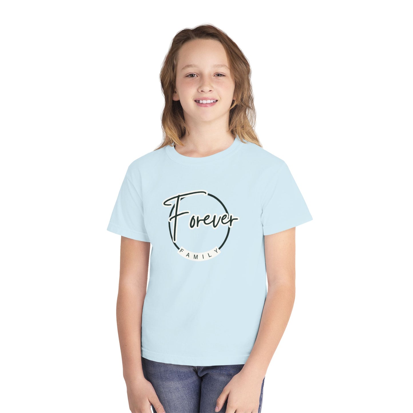 Forever Family Youth Tee — "Forever" Circle Graphic Kids T-Shirt