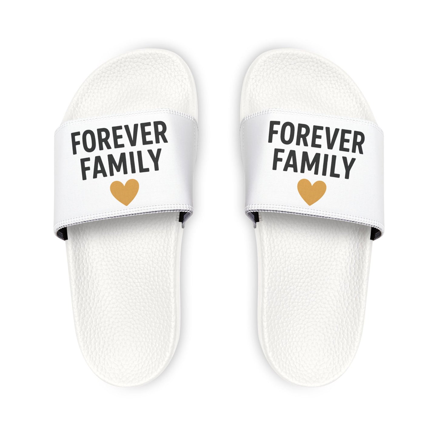Forever Family Slide Sandals — Women’s Removable-Strap Beach Slides with Gold Heart
