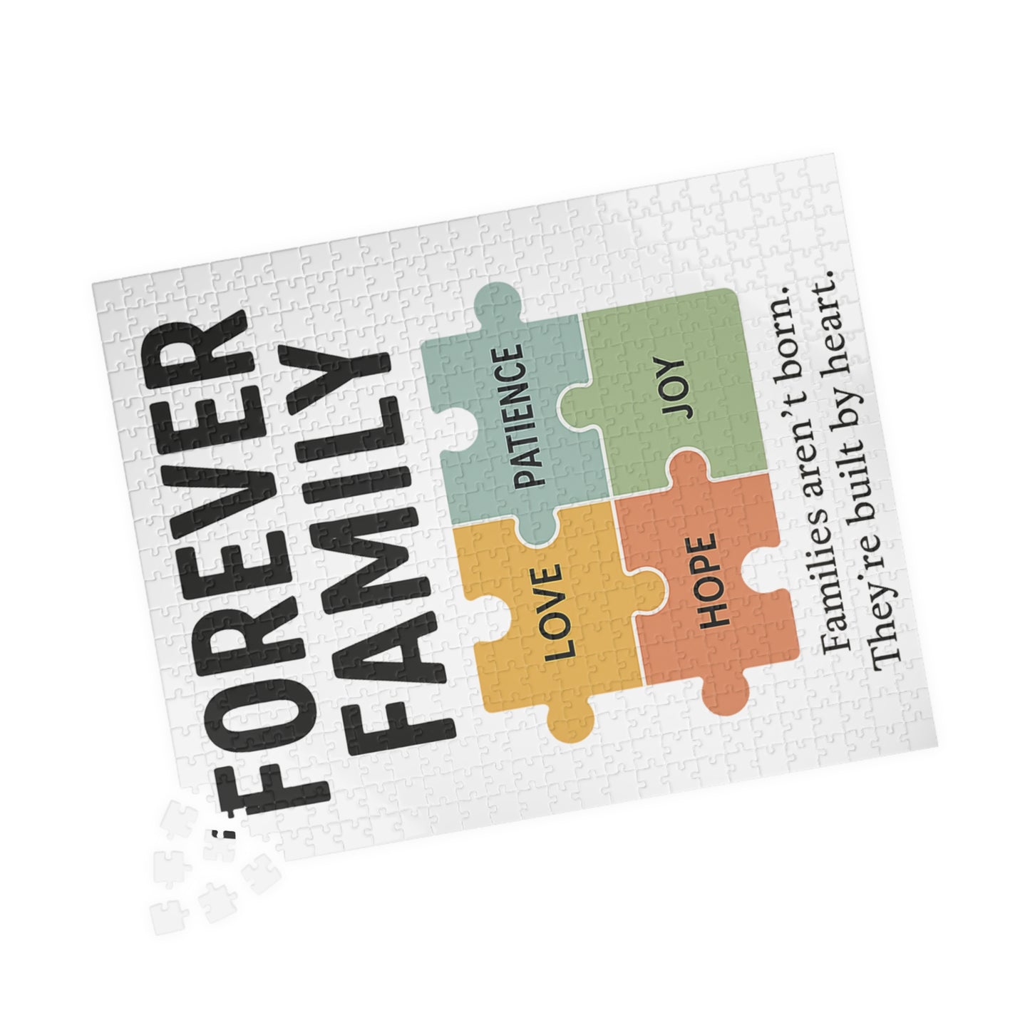 Forever Family Puzzle — 110 or 520-Piece Inspirational Jigsaw with "Love, Patience, Joy, Hope" Design