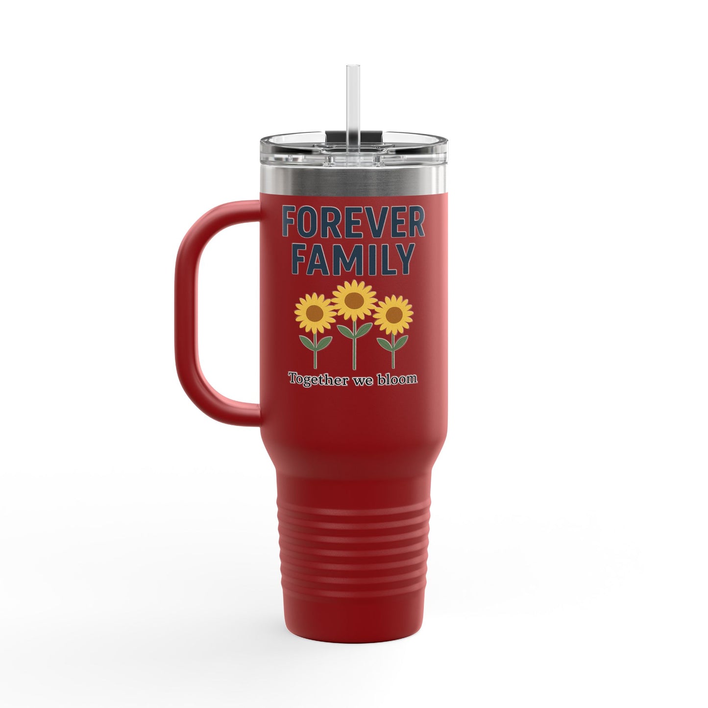 Forever Family 40oz Insulated Travel Mug — 'Together We Bloom' Sunflower Tumbler