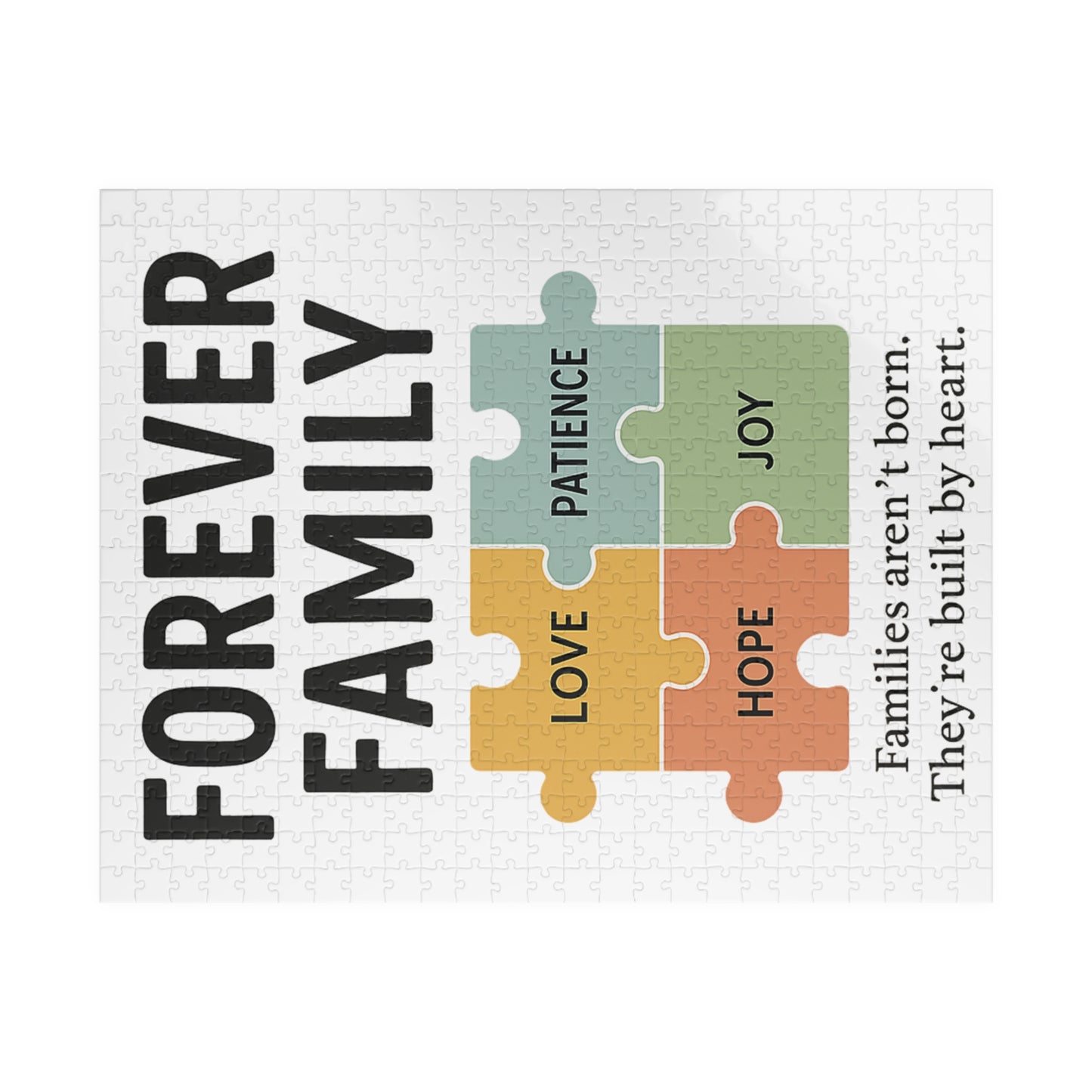 Forever Family Puzzle — 110 or 520-Piece Inspirational Jigsaw with "Love, Patience, Joy, Hope" Design