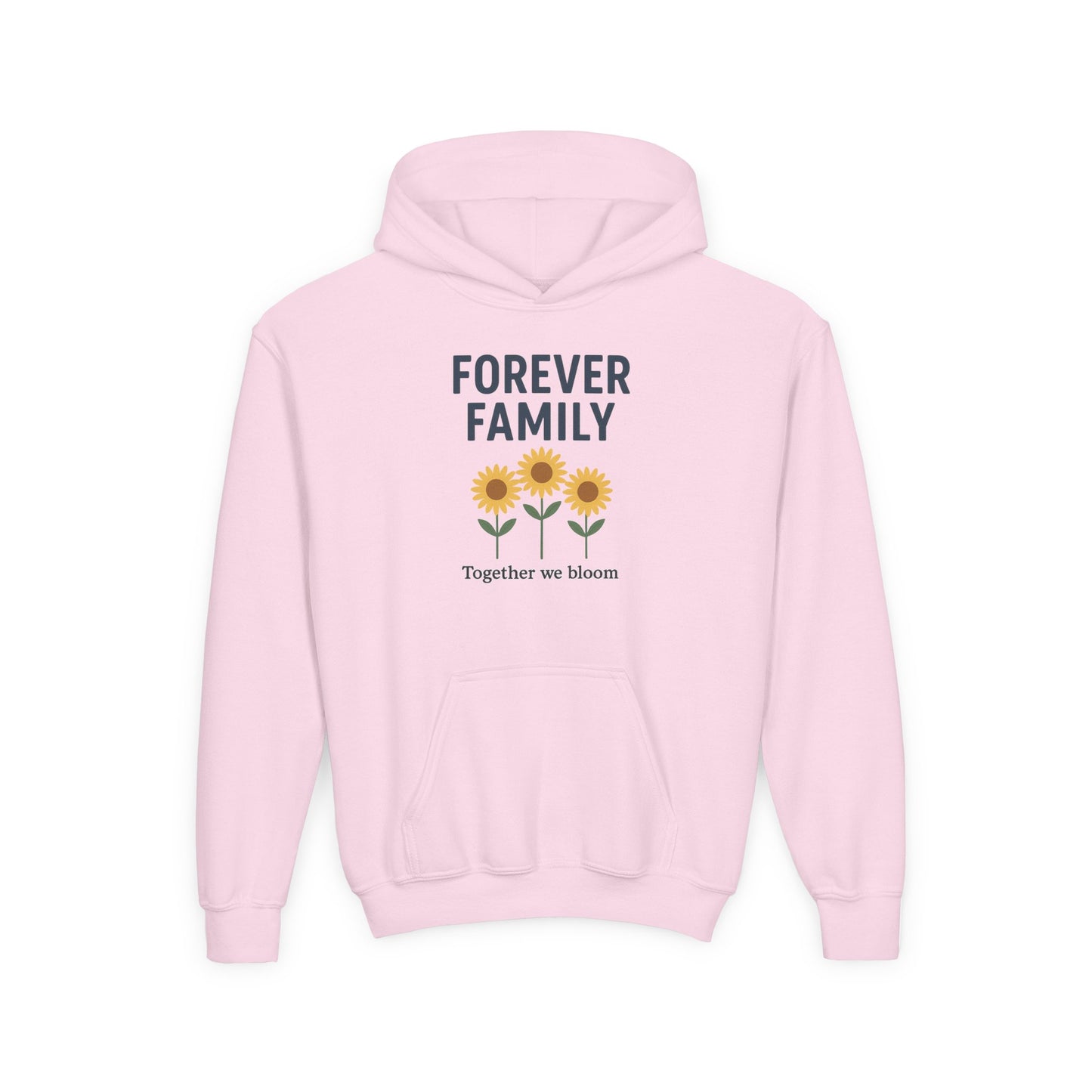 Forever Family Youth Hoodie — 'Forever Family' Sunflower Kids Sweatshirt (Together We Bloom)