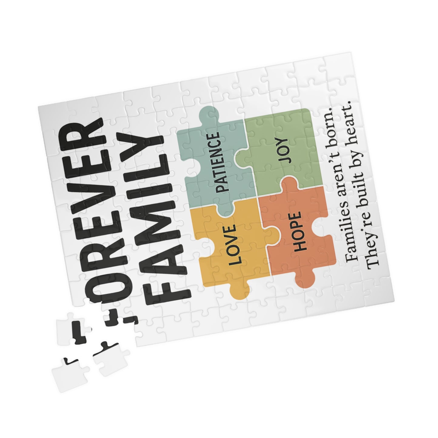 Forever Family Puzzle — 110 or 520-Piece Inspirational Jigsaw with "Love, Patience, Joy, Hope" Design