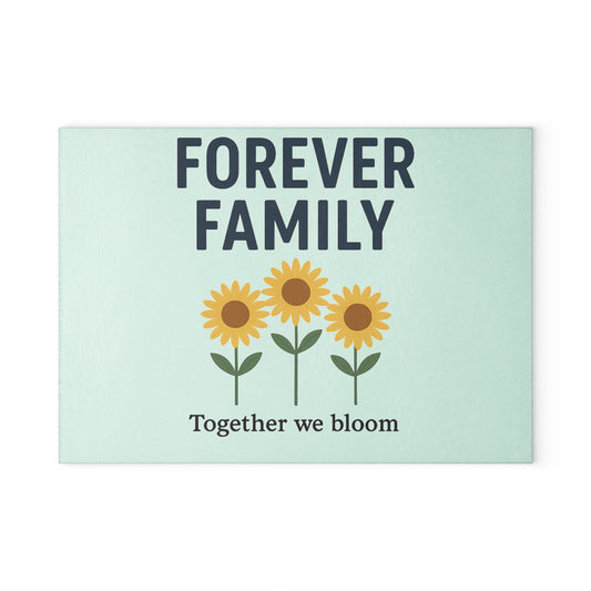 Personalized Forever Family Glass Cutting Board with Floral Design