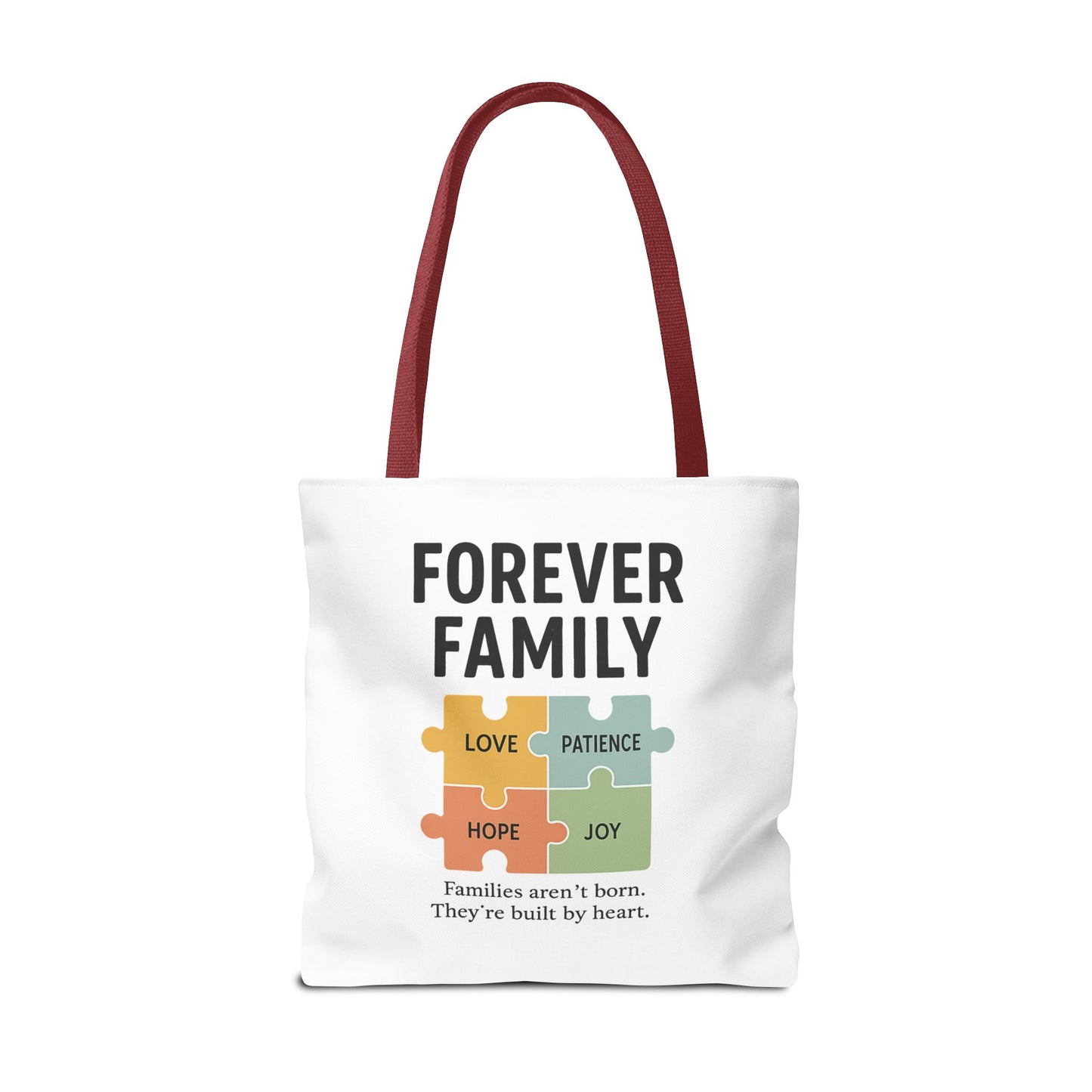Forever Family Puzzle Piece Tote Bag - Love, Hope, Joy Design